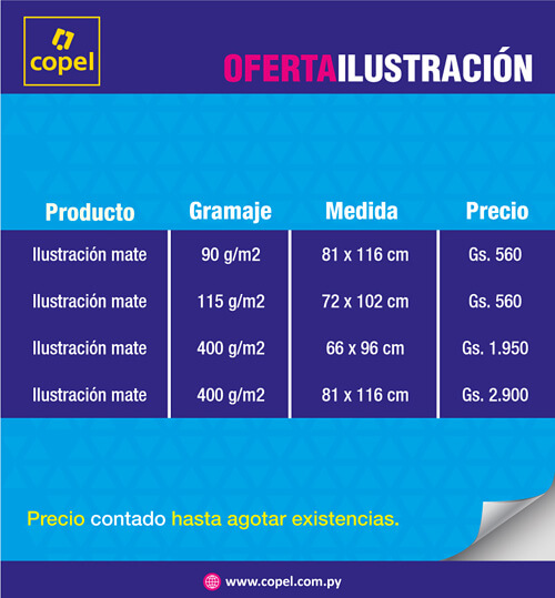 Copel. Si necesitás papel ilustración mate, aprovechá esta oferta